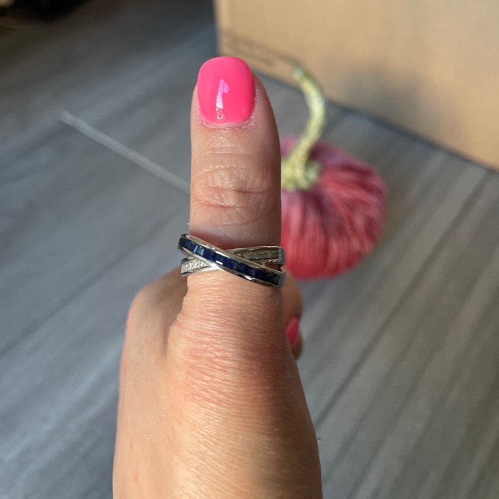 Silver Diamond and Sapphire ring